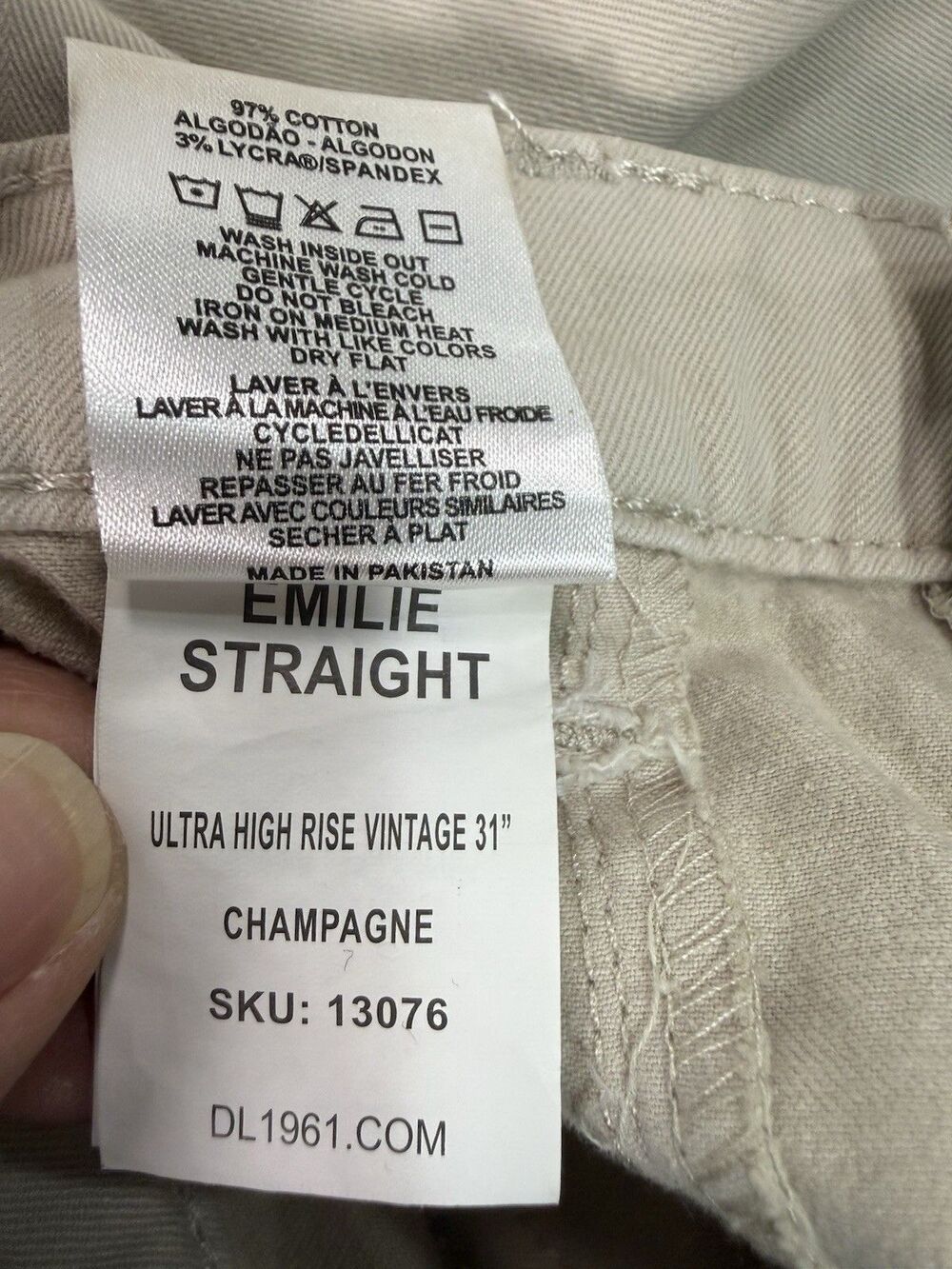 DL1961 Emilie Straight Ultra High Rise Vintage Jeans Champagne Size 25 - Picture 16 of 16
